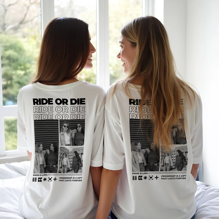 Personalisierte Partnerlook Oversized T-Shirts "Besties"