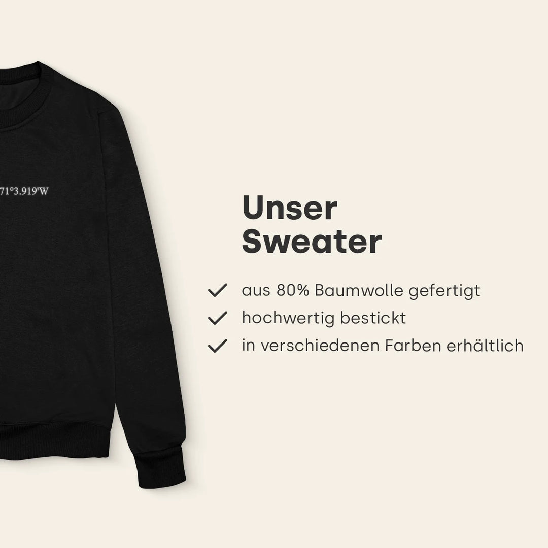 Personalisierter Sweater Bestickt "Koordinaten"