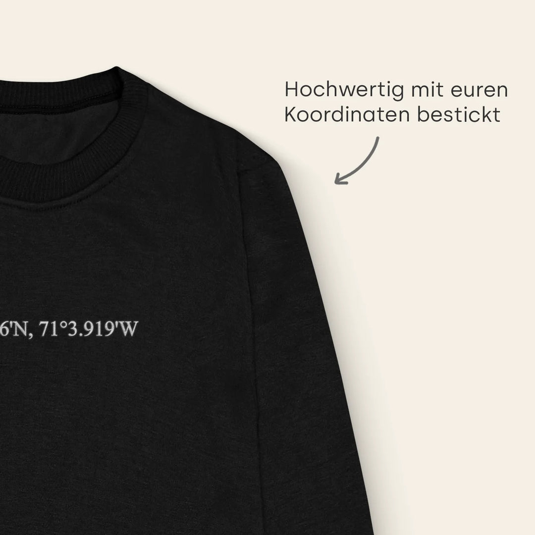 Personalisierter Sweater Bestickt "Koordinaten"