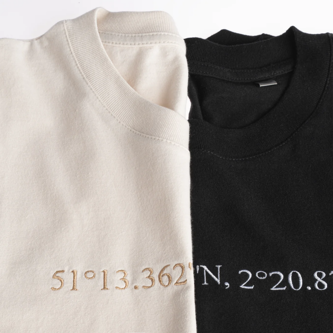 Personalisierter Sweater Bestickt "Koordinaten"