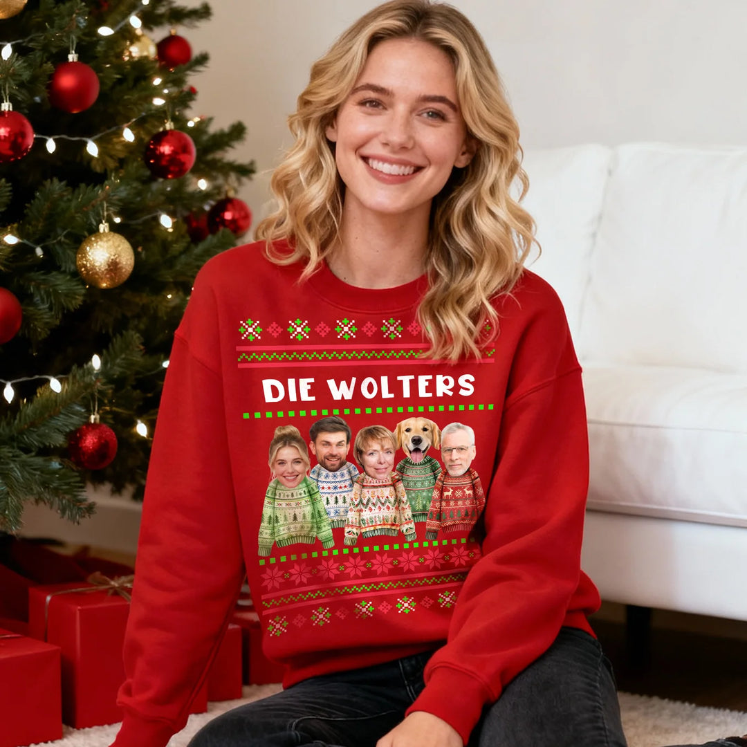 Personalisierter Ugly Christmas Sweater Familie
