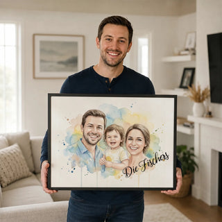 Personalisiertes Poster Familie "Wasserfarben"