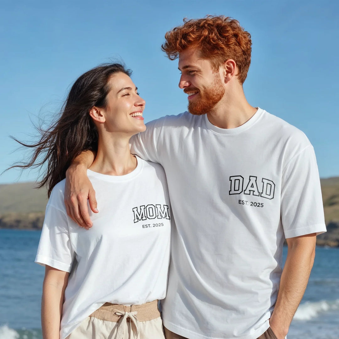 Personalisierter Partnerlook Oversized T-Shirts Mom / Dad
