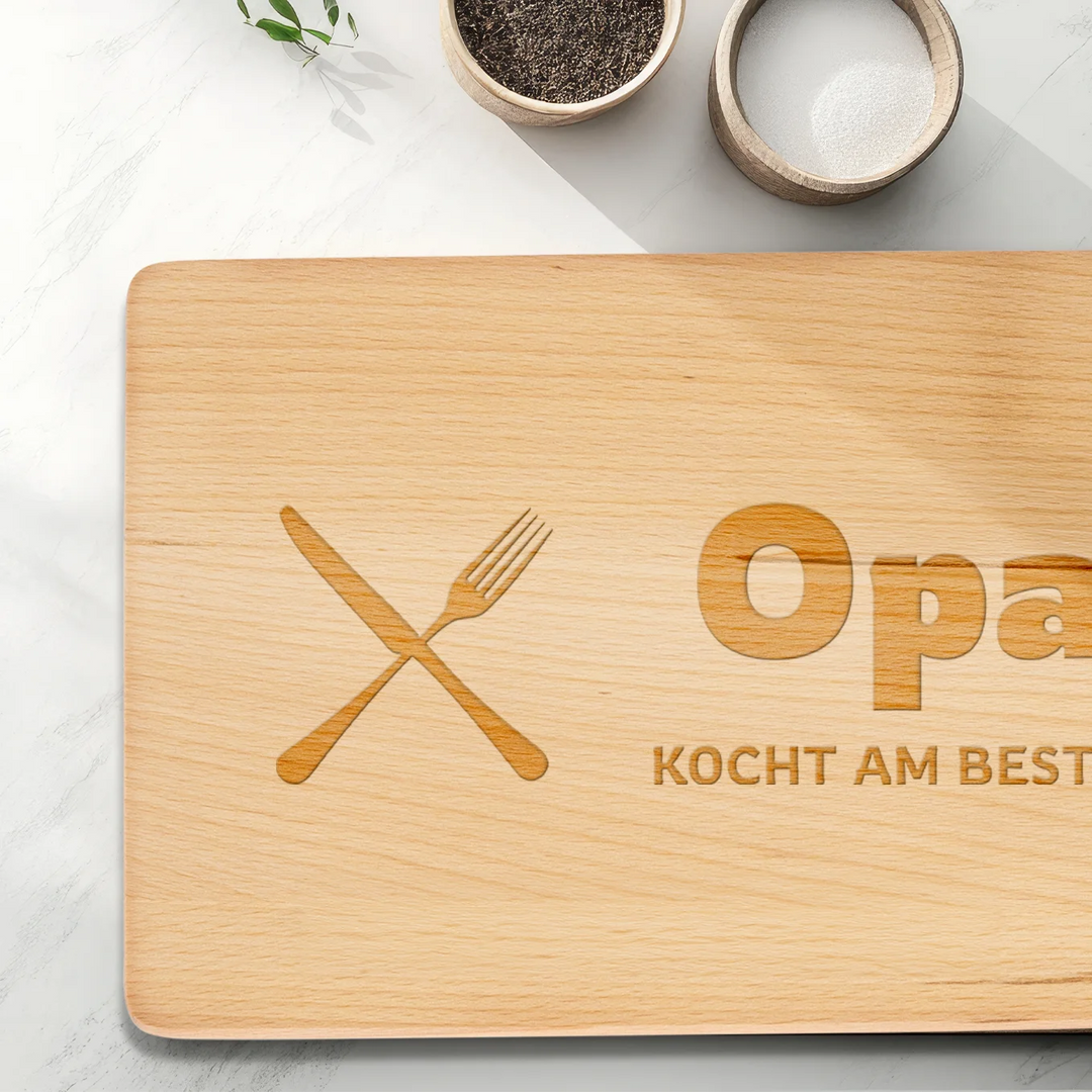 Personalisiertes Schneidebrett “Papa kocht am besten”