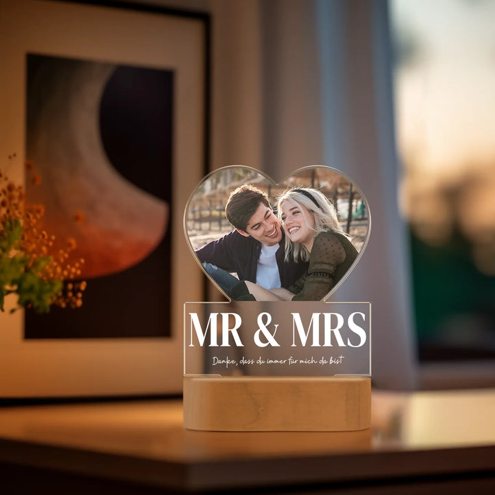 Pesonalisiertes Acryl-Licht "Mr & Mrs" | Nachtlicht, Dekolicht, Glowlight