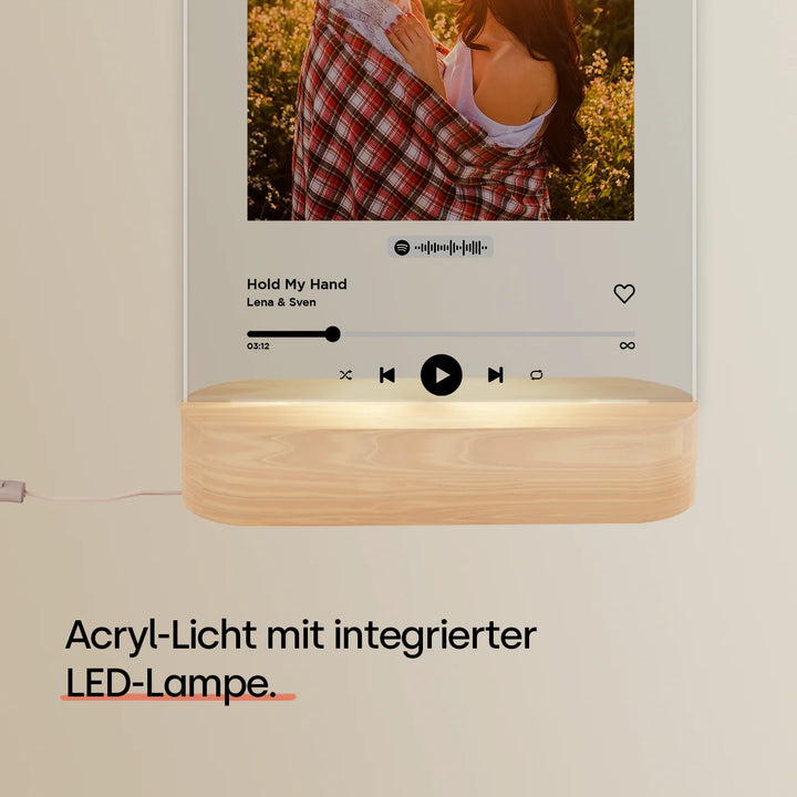 Personalisiertes Acryl-Licht "Lieblingslied" | Nachtlicht, Dekolicht, Glowlight