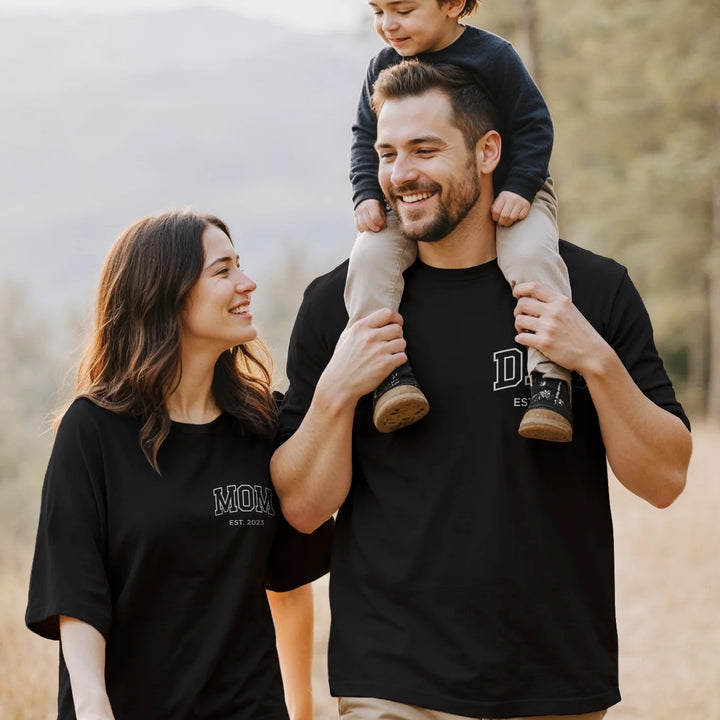 Personalisierter Partnerlook Oversized T-Shirts Mom / Dad