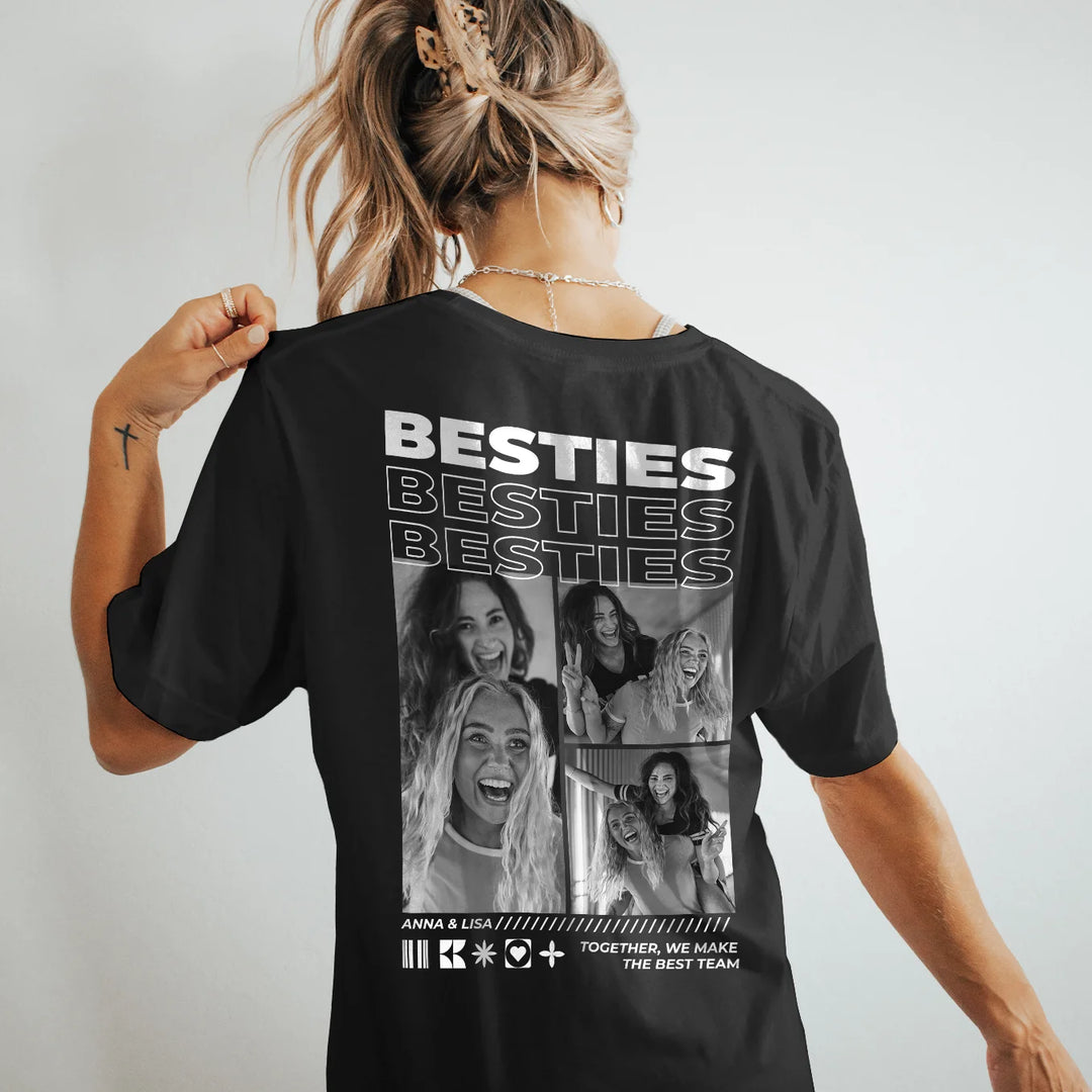 Personalisierte Partnerlook Oversized T-Shirts "Besties"