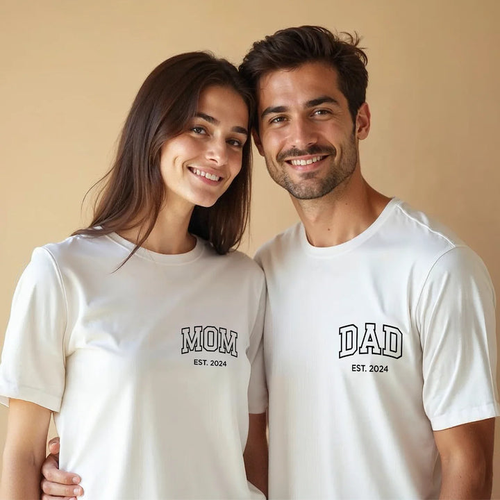 Personalisierter Partnerlook Oversized T-Shirts Mom / Dad
