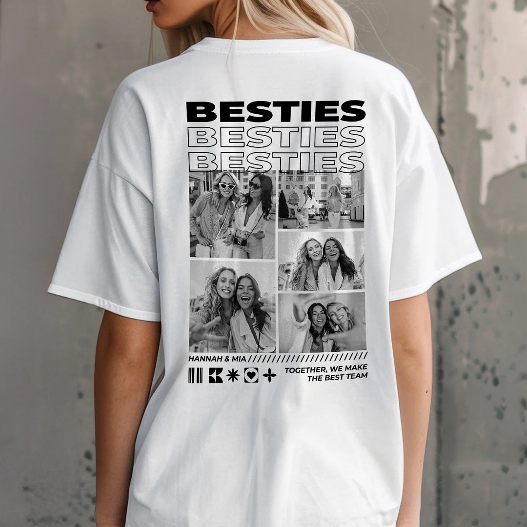 Personalisierte Partnerlook Oversized T-Shirts "Besties"
