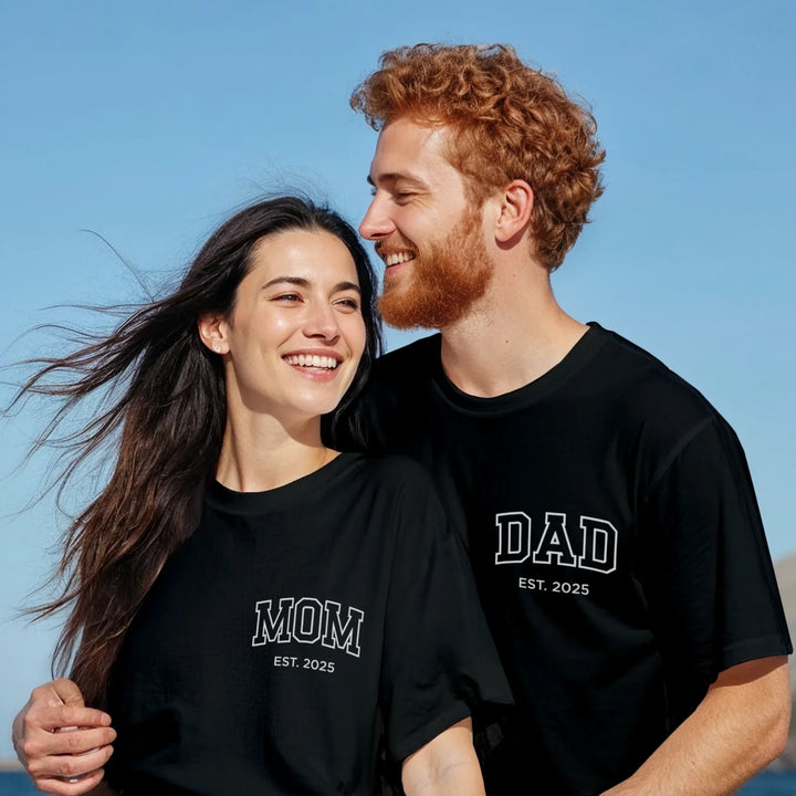 Personalisierter Partnerlook Oversized T-Shirts Mom / Dad