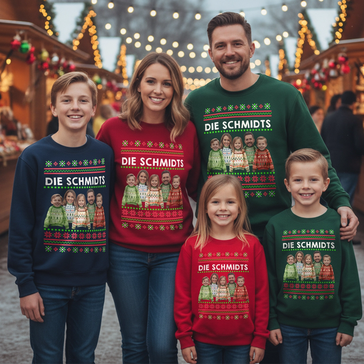 Personalisierter Ugly Christmas Sweater Familie