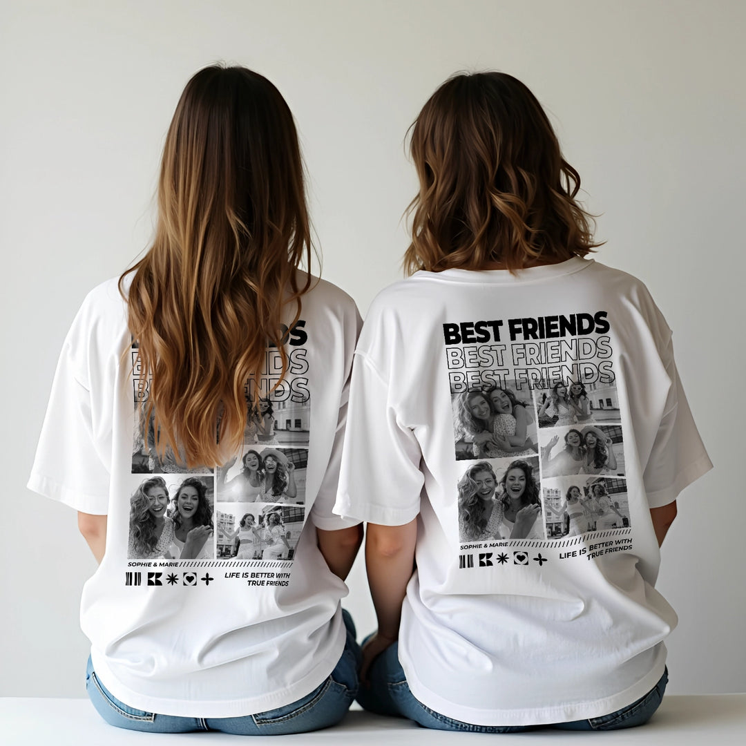 Personalisierte Partnerlook Oversized T-Shirts "Besties"