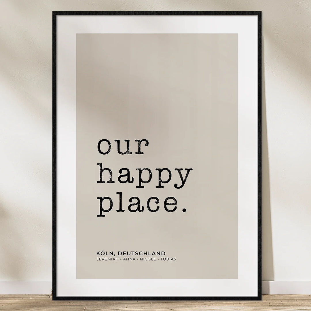 Poster "Our Happy Place Typewriter" - famwalls