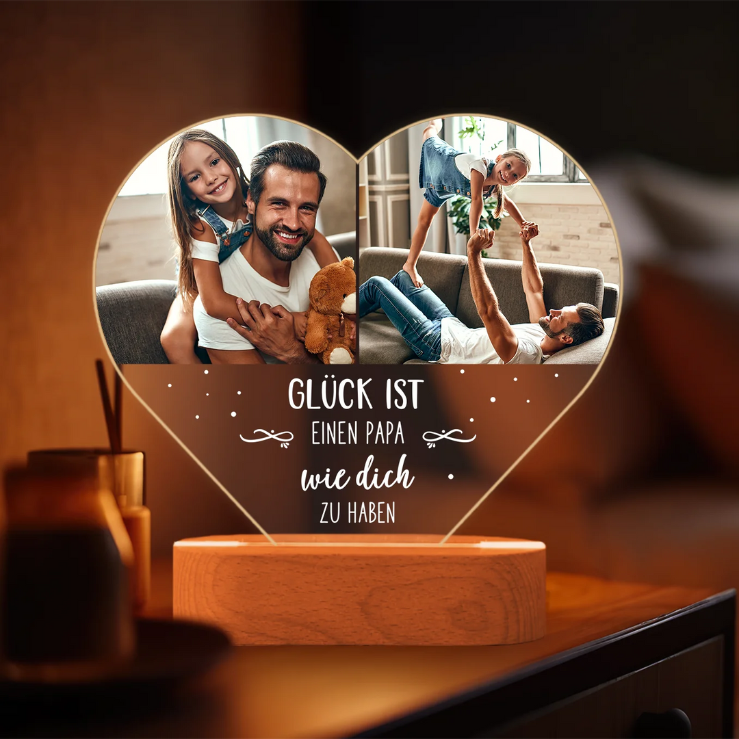 Personalisiertes LED-Herzlicht mit Fotos – Geschenk für Papa