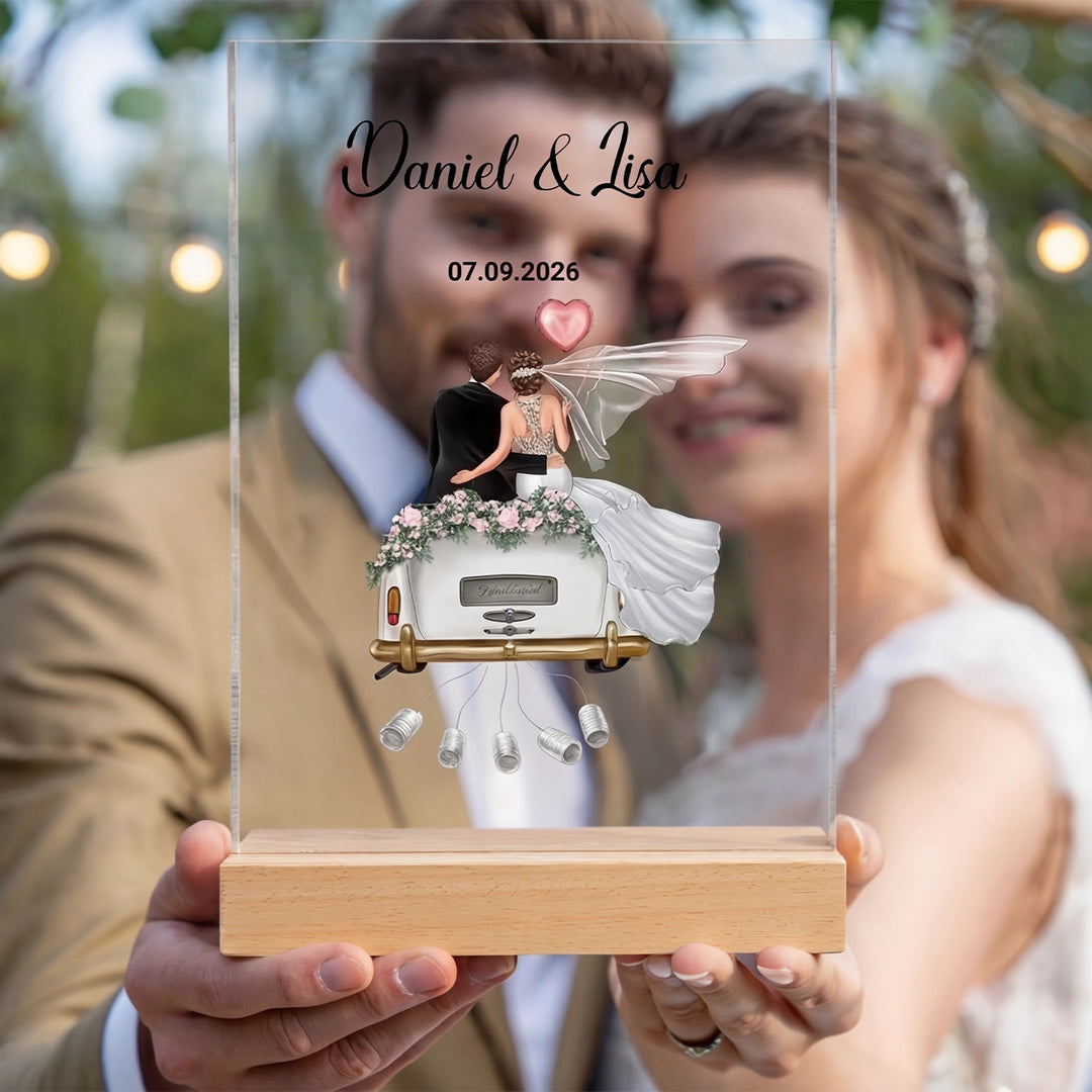 "Just Married" - Personalisierte Acryltafel als Geldgeschenk