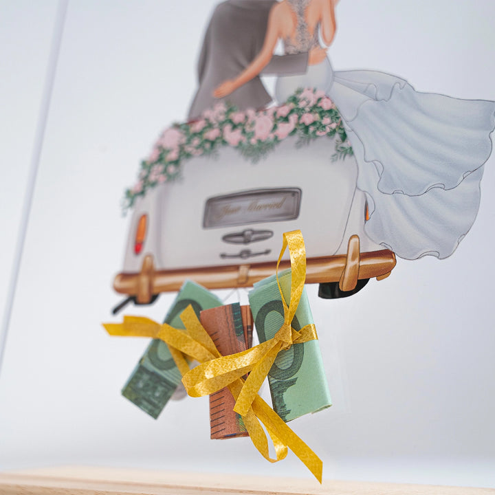 "Just Married" - Personalisierte Acryltafel als Geldgeschenk
