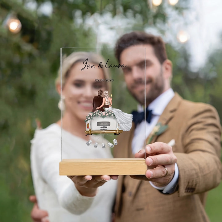 "Just Married" - Personalisierte Acryltafel als Geldgeschenk