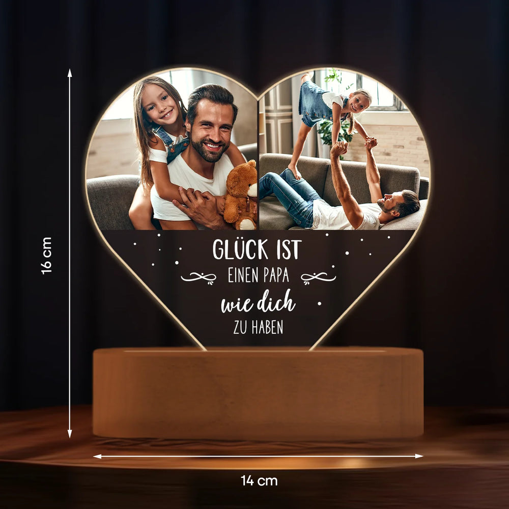 Personalisiertes Herz Acryl-Licht "Fotos & Text" | Nachtlicht, Dekolicht, Glowlight | PAPA
