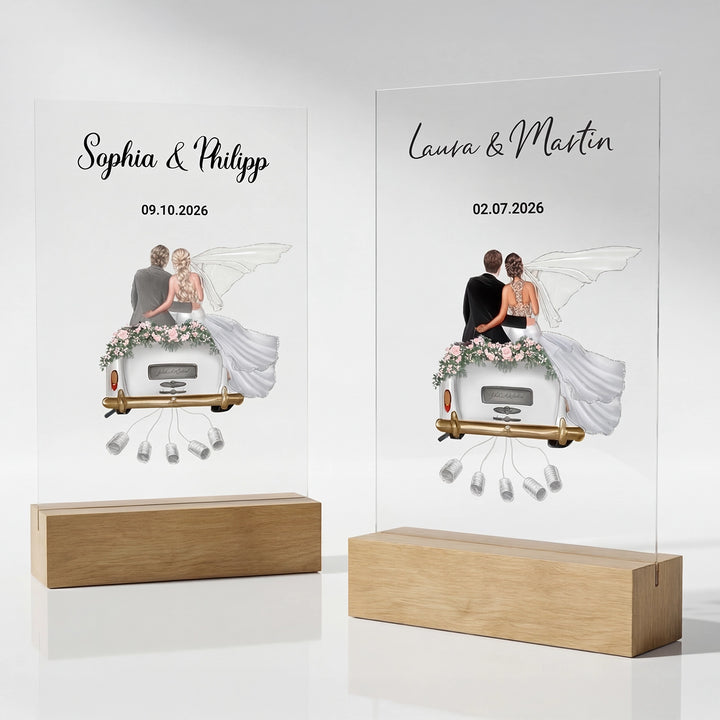 "Just Married" - Personalisierte Acryltafel als Geldgeschenk