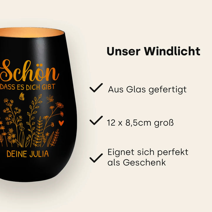 Personalisiertes Windlicht "Schön, dass es dich gibt"