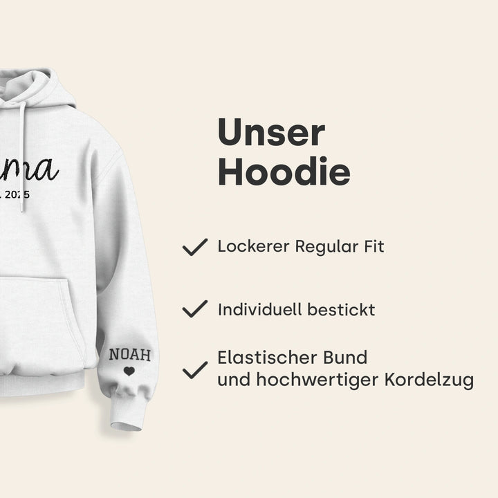 Personalisierter Hoodie bestickt "Mama Herz"