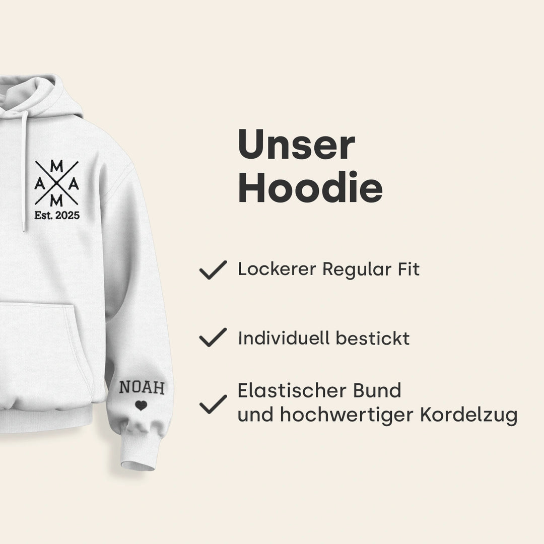 Personalisierter Hoodie bestickt "Mama Cross"