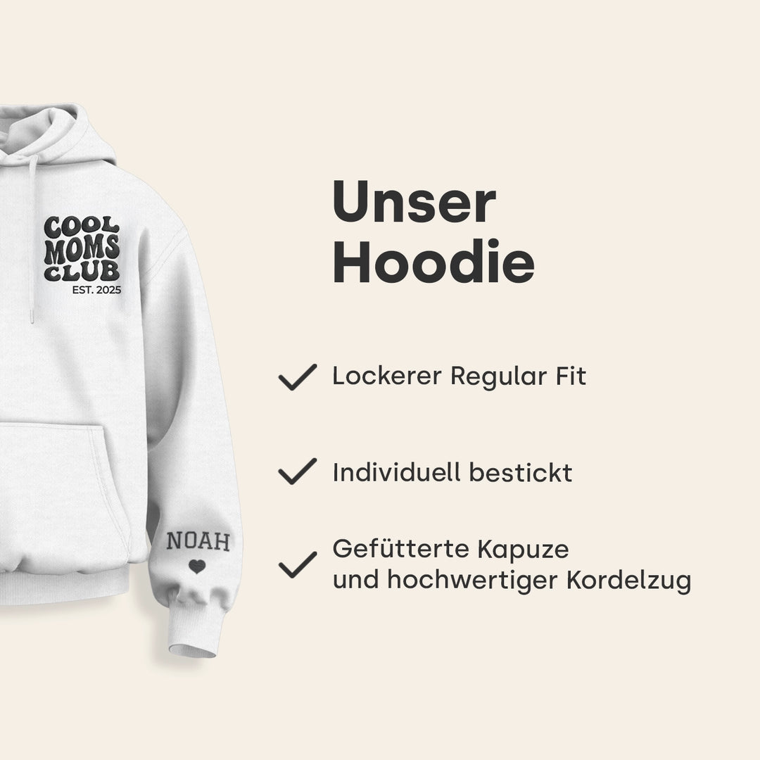 Personalisierter Hoodie bestickt "Cool Moms Club"