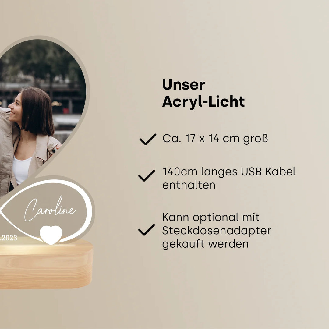 Personalisiertes Acryl-Licht "Für immer" | Nachtlicht, Dekolicht, Glowlight