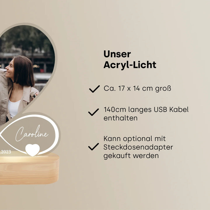 Personalisiertes Acryl-Licht "Für immer" | Nachtlicht, Dekolicht, Glowlight