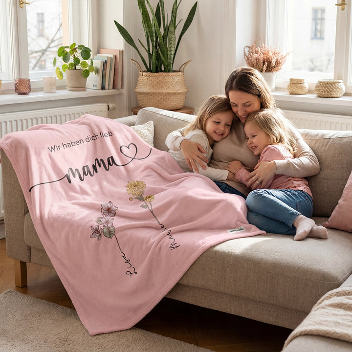 Personalisierte Decke "Blumen für Mama"