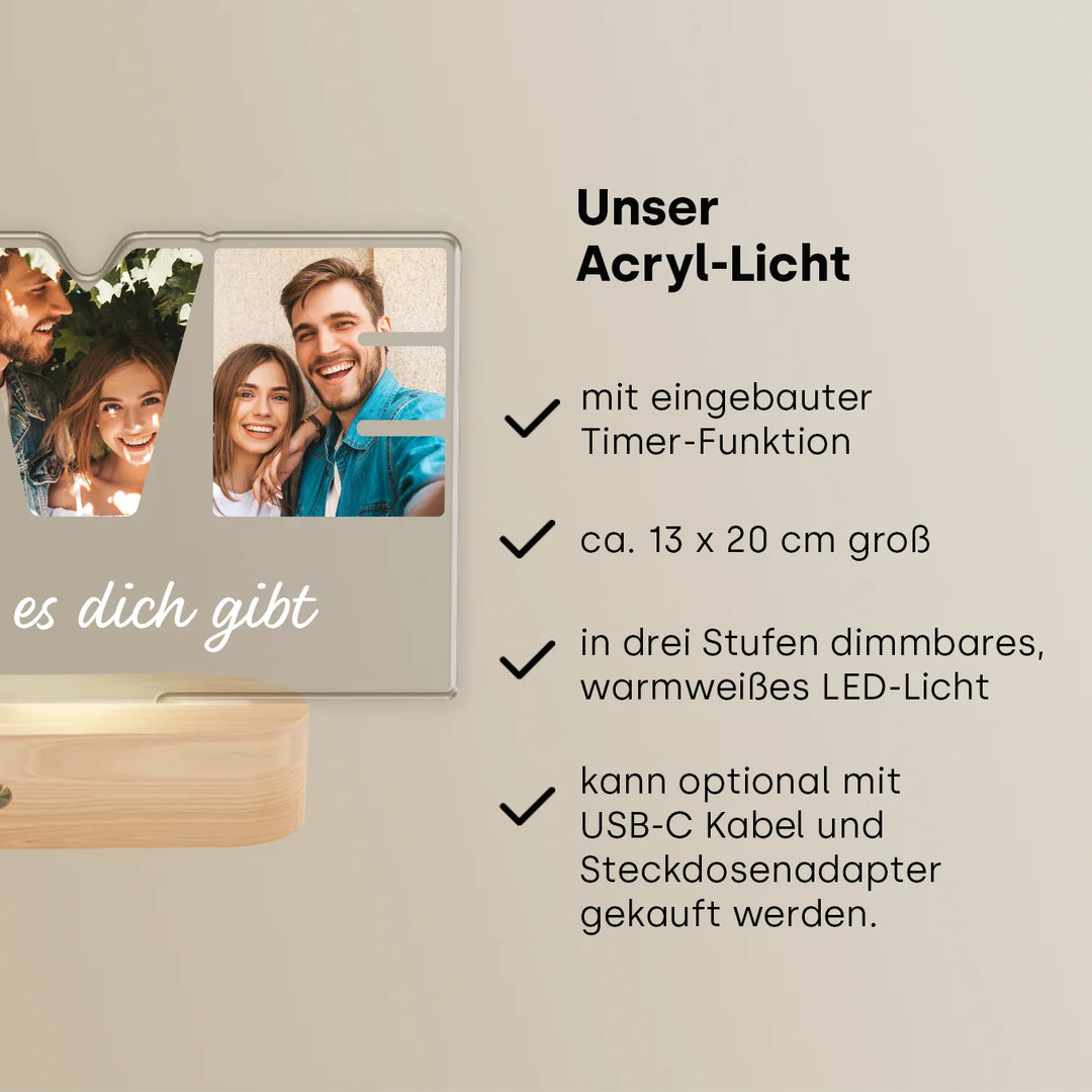 Personalisiertes Acryl-Licht ''Love'' | Nachtlicht, Dekolicht, Glowlight