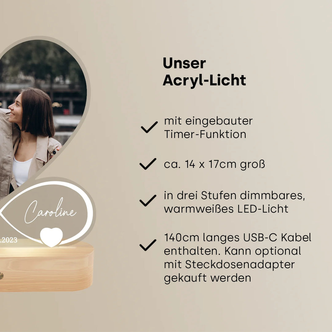 Personalisiertes Acryl-Licht "Für immer" | Nachtlicht, Dekolicht, Glowlight