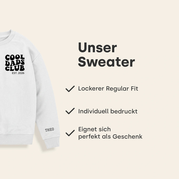 Personalisierter Sweater "Cool Dads Club" mit Ärmeldruck