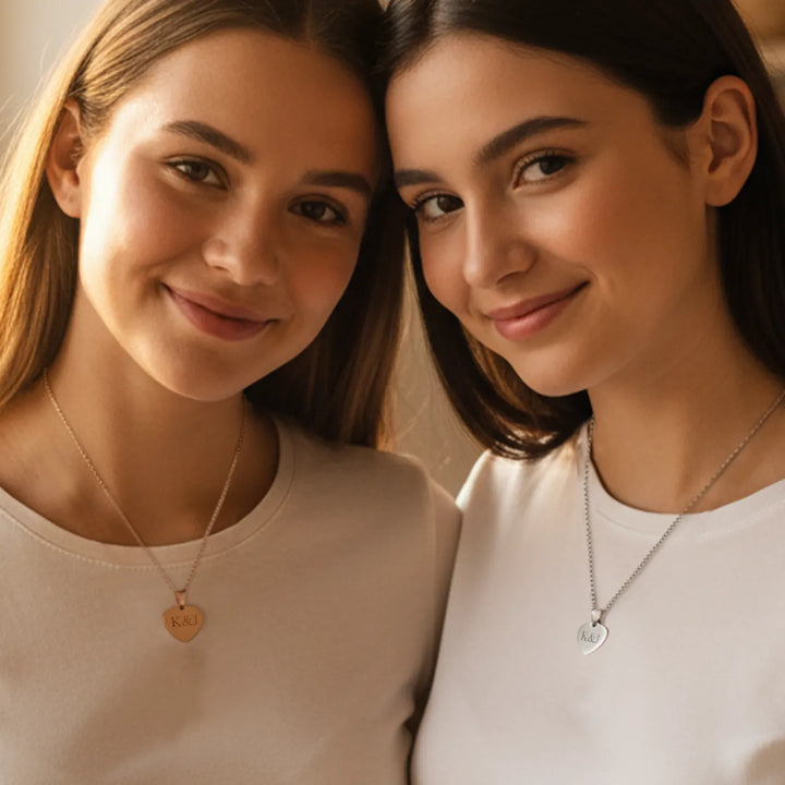 Personalisierte Herzkette mit Gravur “Besties”