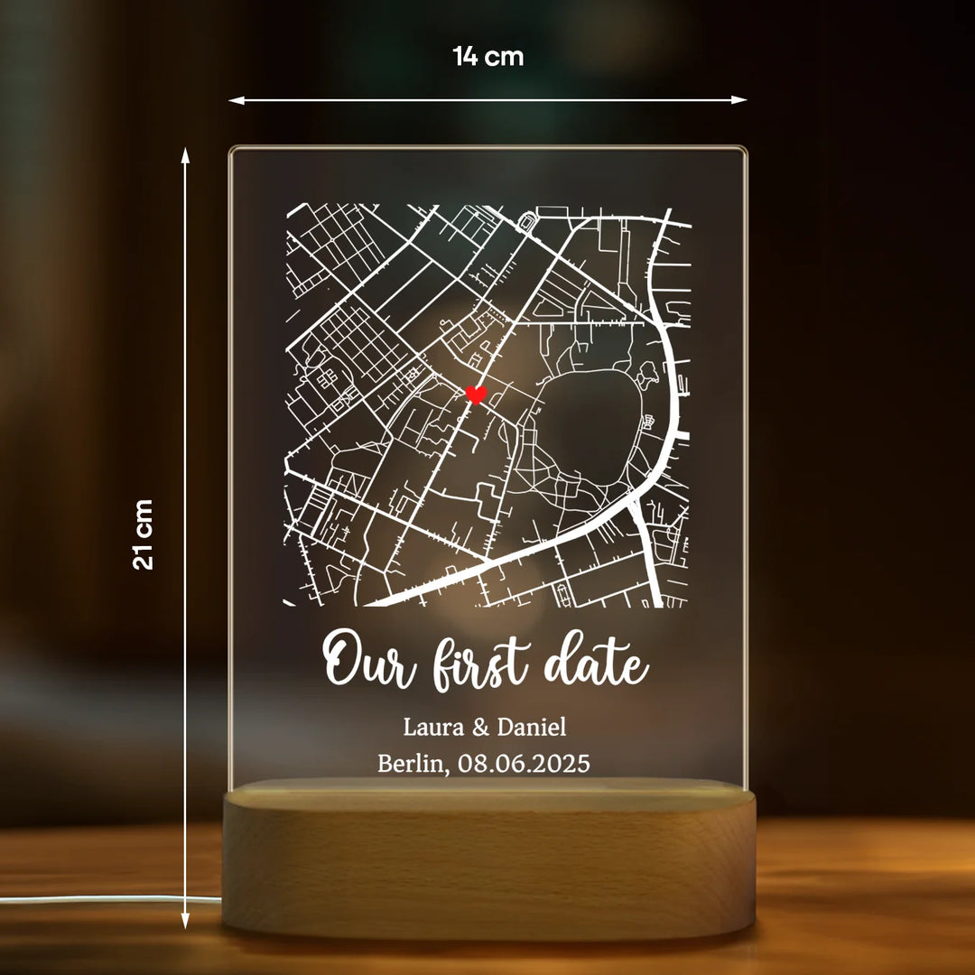 Personalisiertes Acryl-Licht "Herzensort" | Nachtlicht, Dekolicht, Glowlight