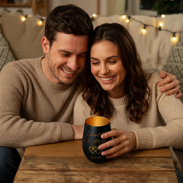 Personalisiertes Windlicht "Herzen"