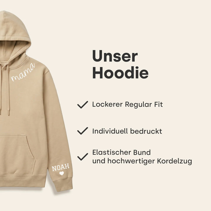 Personalisierter Hoodie “Für Mama” mit Ärmeldruck