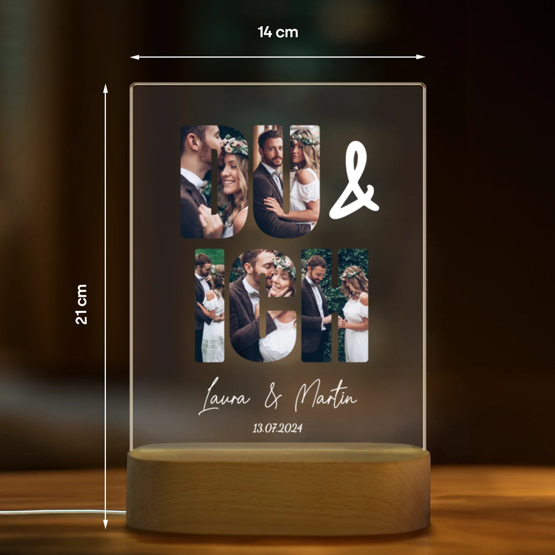 Personalisiertes Acryl-Licht "Du & Ich" | Nachtlicht, Dekolicht, Glowlight