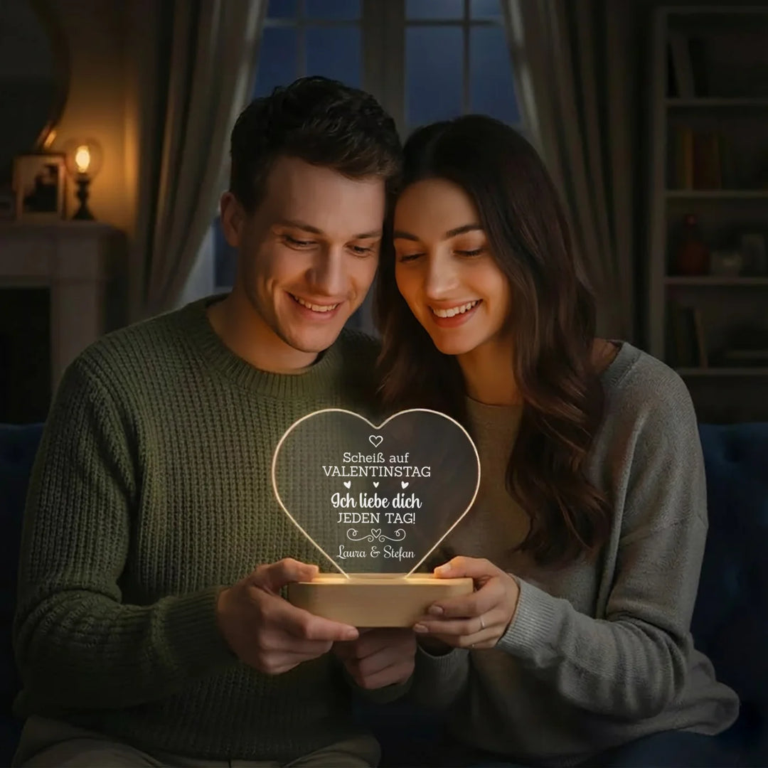 Personalisiertes Herz Acryl-Licht ''Valentinstag'' | Nachtlicht, Dekolicht, Glowlight