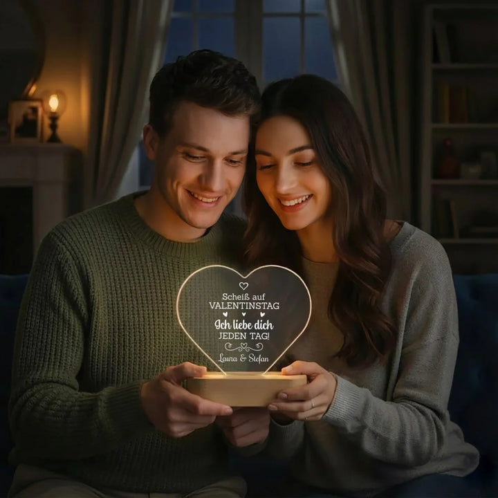 Personalisiertes Herz Acryl-Licht ''Valentinstag'' | Nachtlicht, Dekolicht, Glowlight