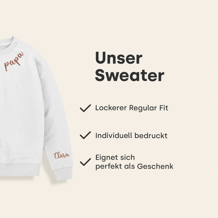 Personalisierter Sweater "Lieber Papa" mit Ärmeldruck