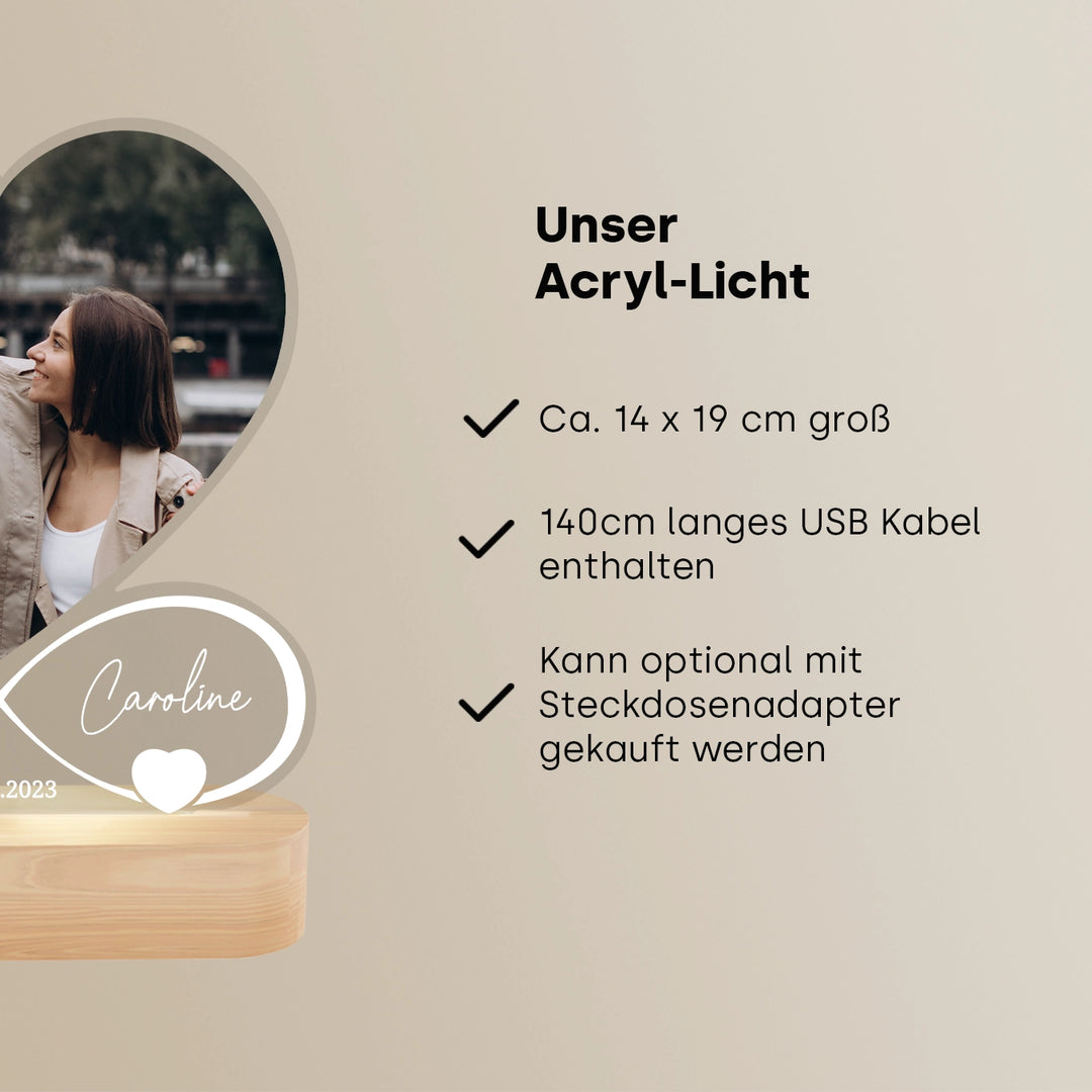 Personalisiertes Acryl-Licht "Für immer" | Nachtlicht, Dekolicht, Glowlight