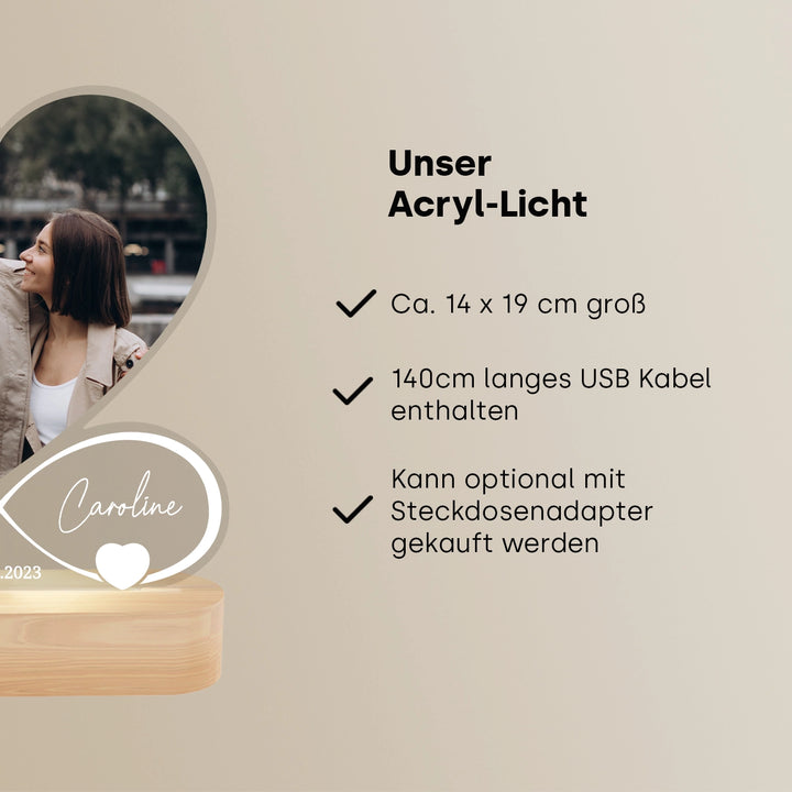 Personalisiertes Acryl-Licht "Für immer" | Nachtlicht, Dekolicht, Glowlight