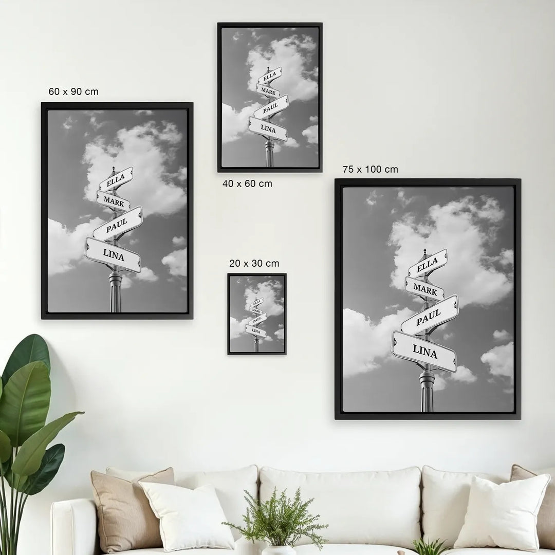 Leinwand ''Vintage Straßenschild für Familien''