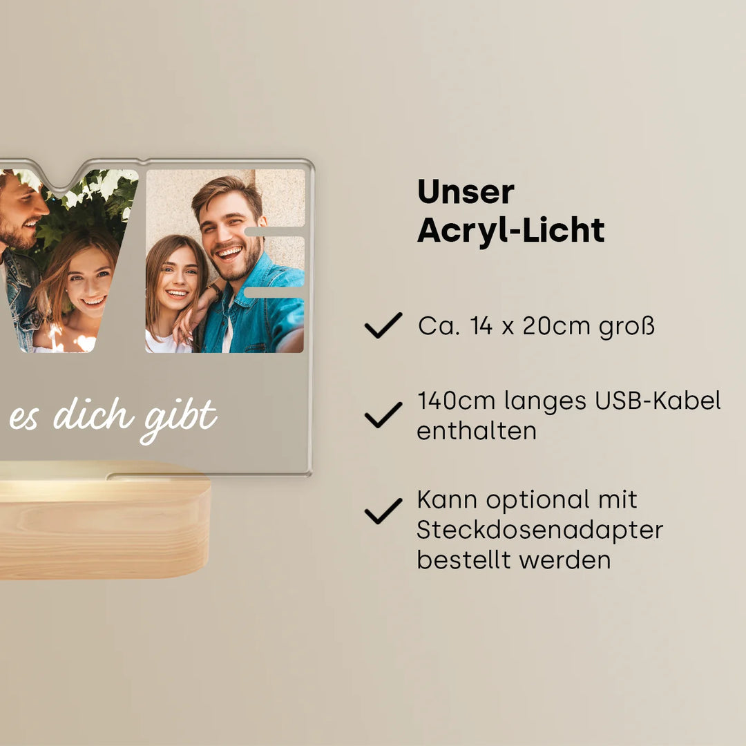 Personalisiertes Acryl-Licht ''Love'' | Nachtlicht, Dekolicht, Glowlight