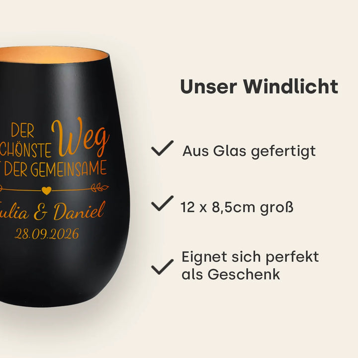 Personalisiertes Windlicht “Gemeinsamer Weg”