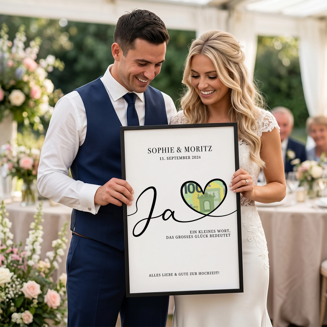 Personalisiertes Geldgeschenk zur Hochzeit "Alles Liebe"