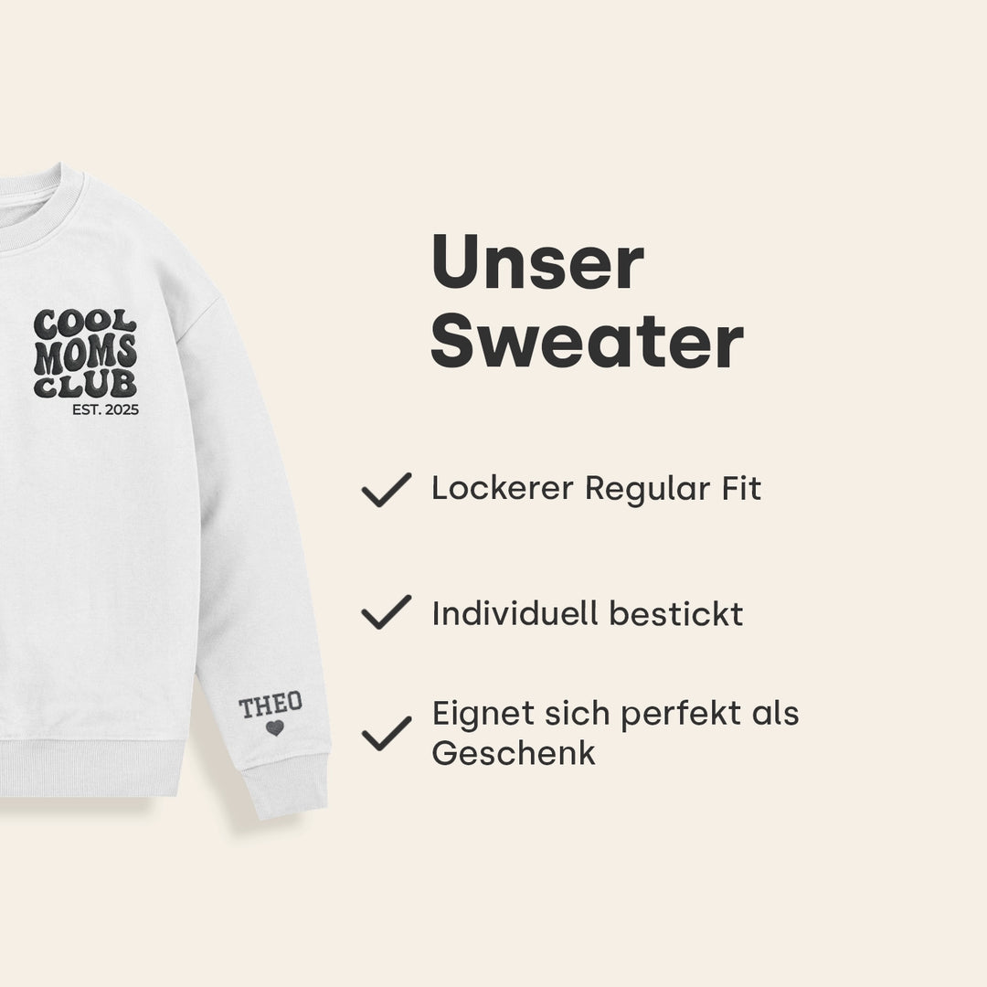 Personalisierter Sweater bestickt "Cool Moms Club"