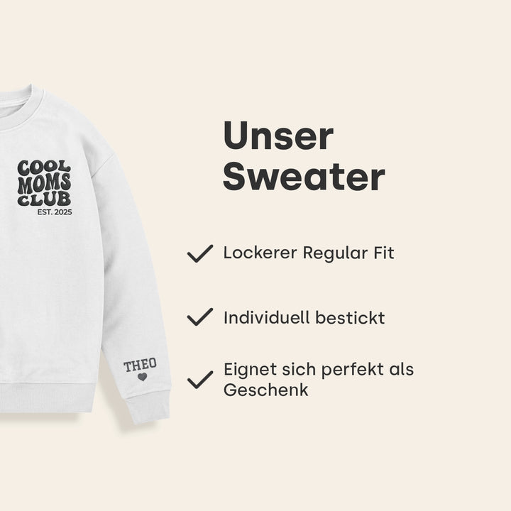 Personalisierter Sweater bestickt "Cool Moms Club"